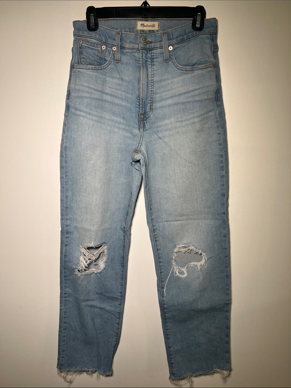 Madewell The Perfect Vintage Jean Light Blue Distressed Ripped Knees